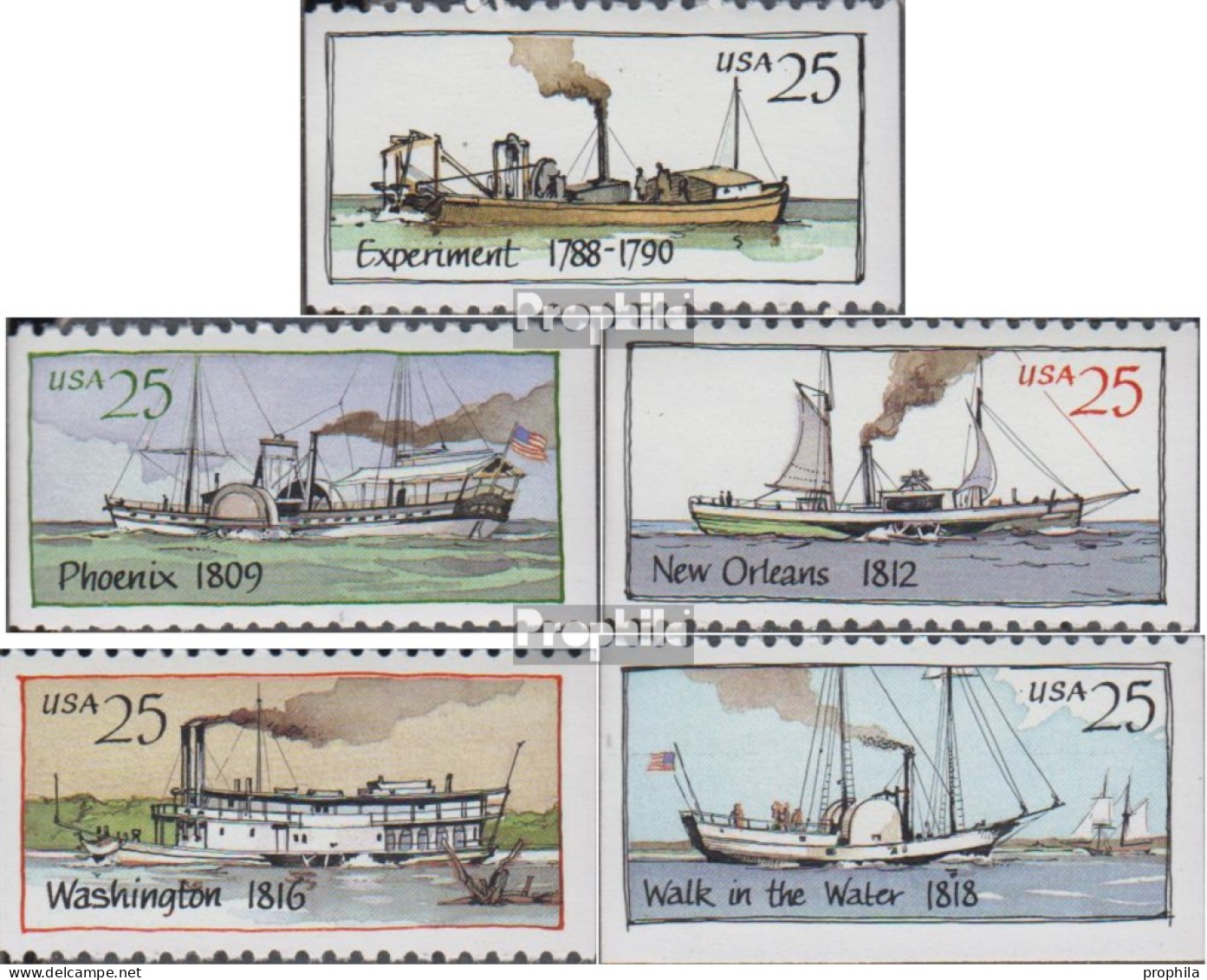 USA 2031-2035 (kompl.Ausg.) Postfrisch 1989 Dampfschiffe - Nuovi