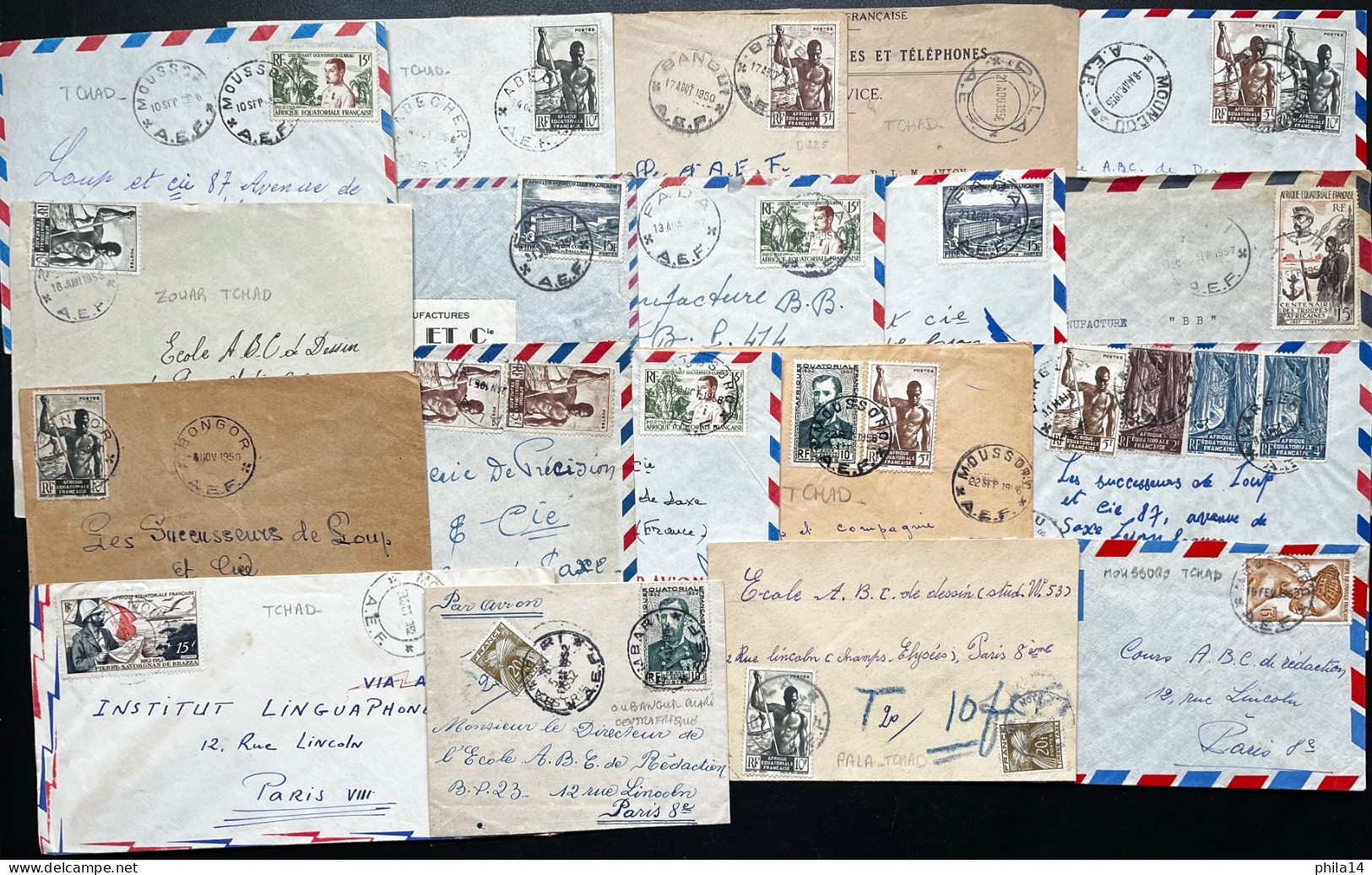 SP LOT DE 19 ENVELOPPES AEF DONT TCHAD OUBANGUI CHARI / LOT N° 496 - Cartas & Documentos