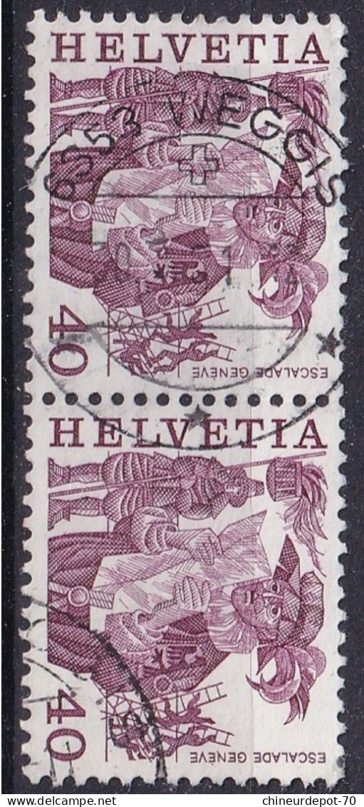 Helvetia Suisse ESCALADE GENÈVE 6353 Weggis En Paire - Used Stamps