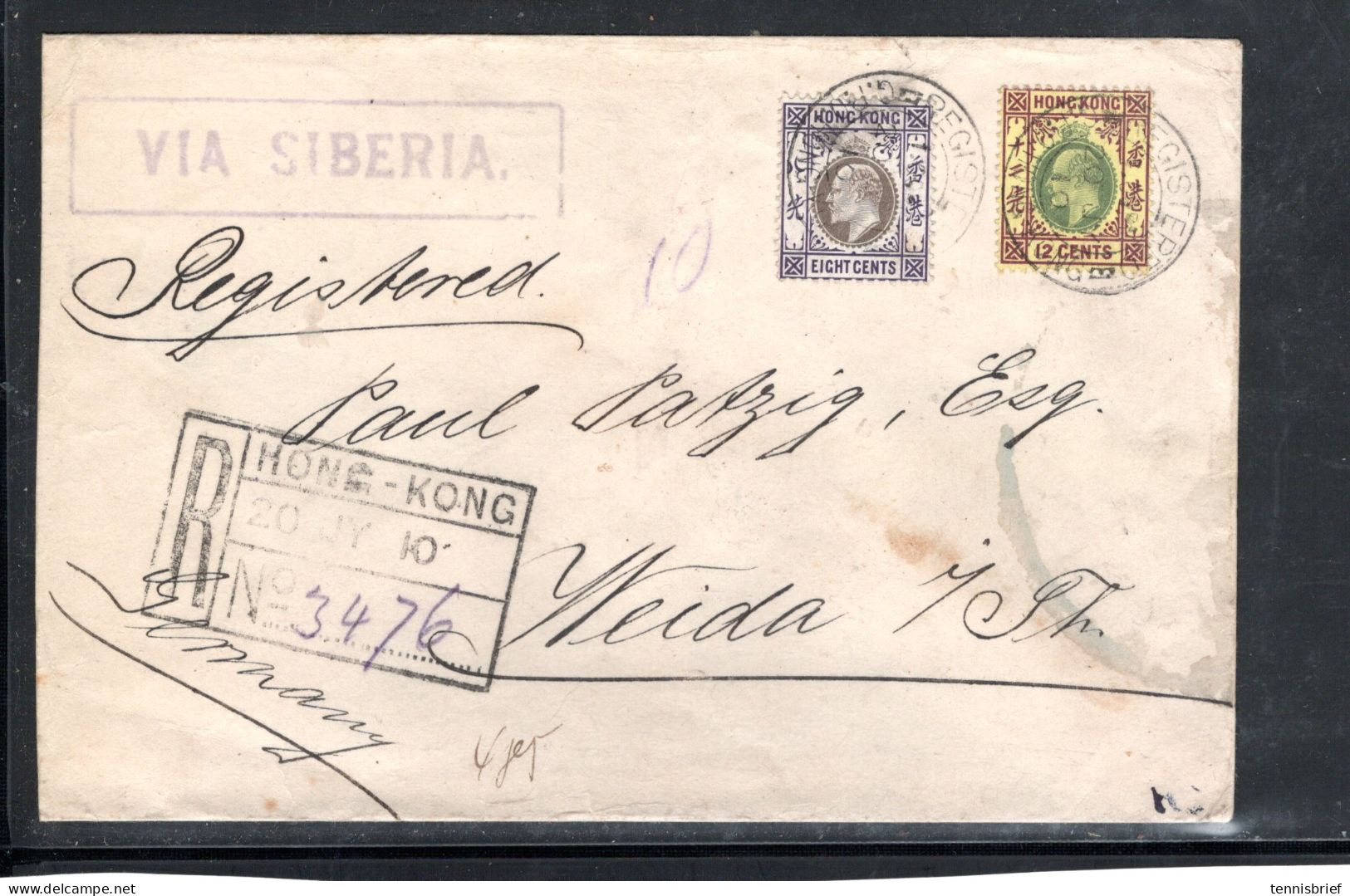 1910 , Edward 8 And 12 C., Better Stamps  On Registered Cover To Germany-commercial !! Rare  #152 - Cartas & Documentos