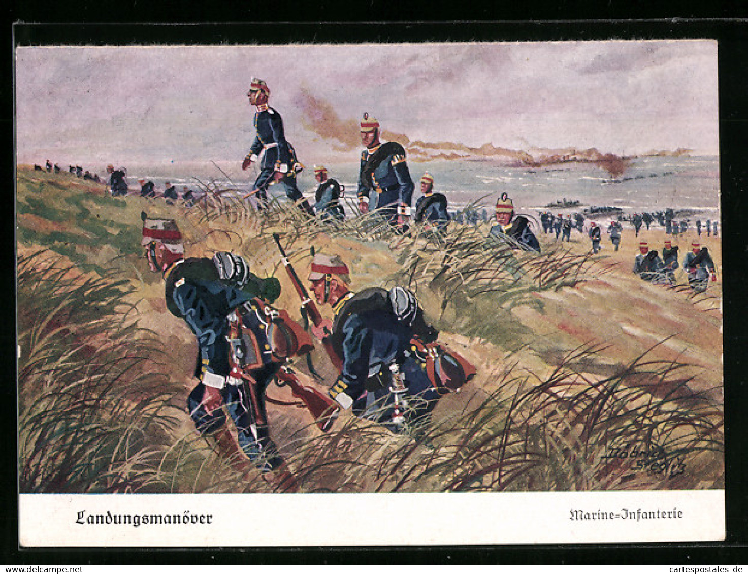 Künstler-AK Döbrich-Steglitz: Landungsmanöver Der Marine-Infanterie  - Doebrich-Steglitz