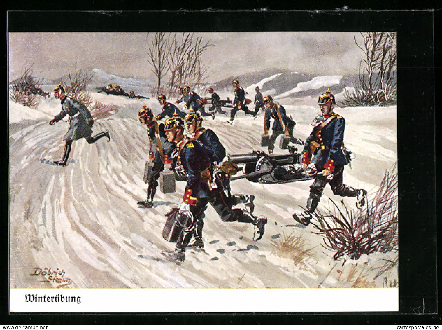 Künstler-AK Döbrich-Steglitz: Soldaten Eines Infanterie-Regiments Bei Einer Winterübung Mit MGs  - Doebrich-Steglitz