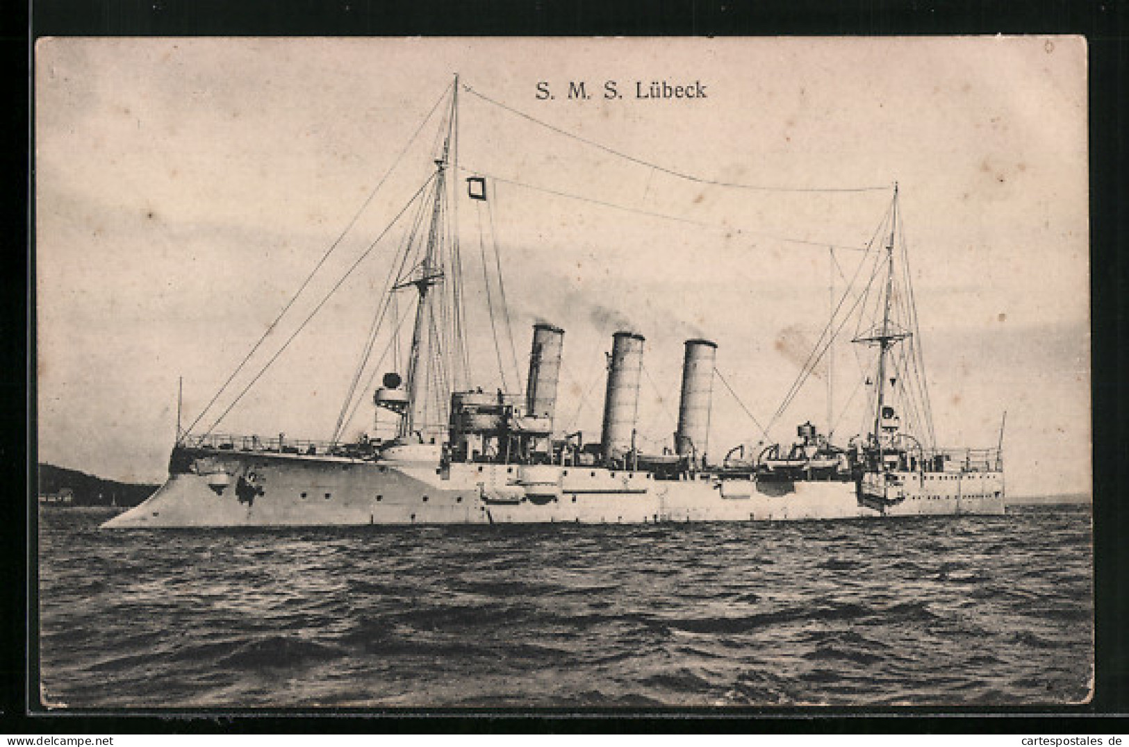 AK Kriegsschiff SMS Lübeck Auf Dem Meer  - Oorlog