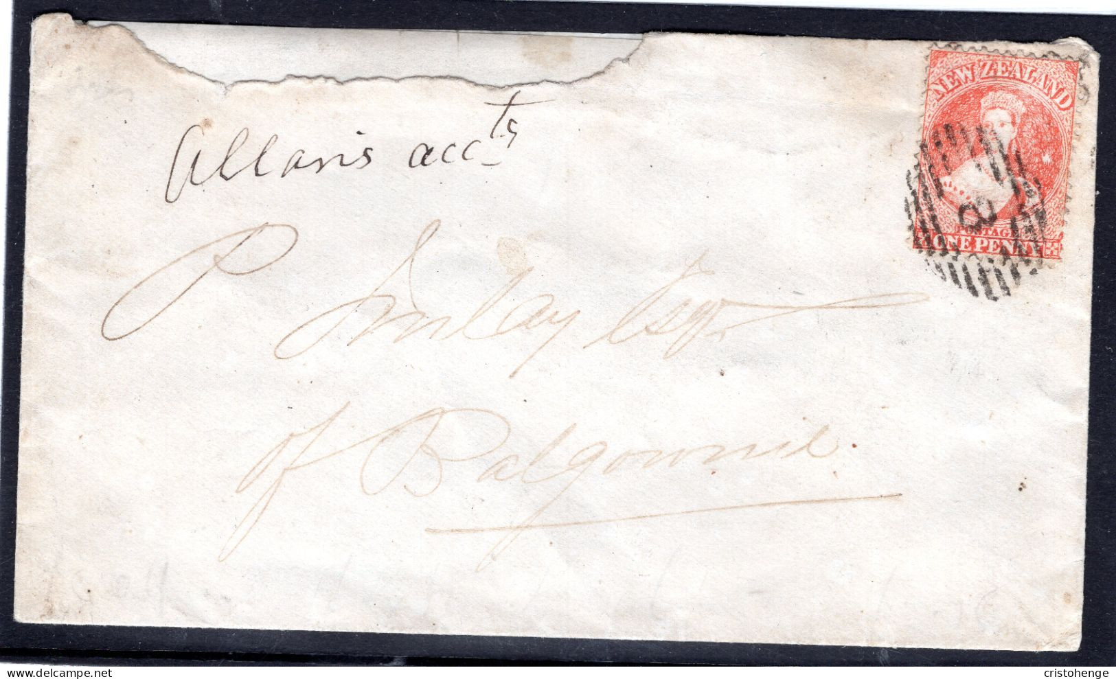 New Zealand 1869 1d Drop Rate FFQ Chalon Cover Sent Within Wanganui - Storia Postale