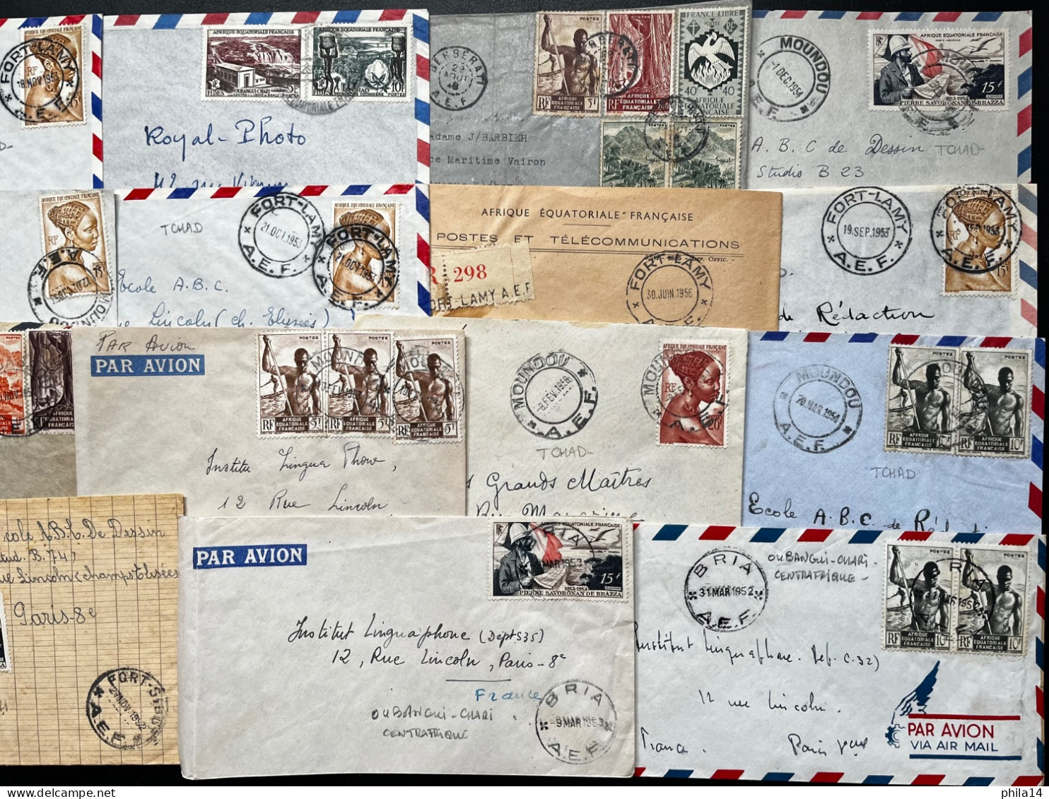 SP LOT DE 19 ENVELOPPES AEF DONT TCHAD OUBANGUI CHARI / LOT N° 497 - Brieven En Documenten