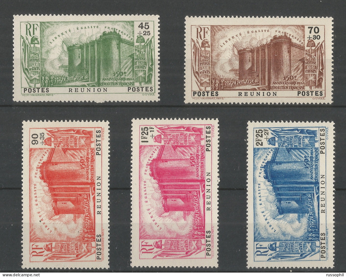 REUNION - REVOLUTION - Yv. #158 TO Yv. #162  (**/MNH) - 1939 - Neufs