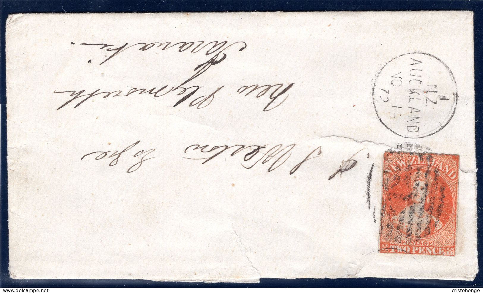 New Zealand 1872 2d Inland Letter Rate FFQ Chalon Cover Sent To Taranaki - Briefe U. Dokumente