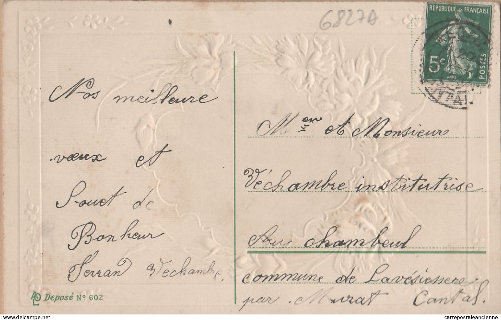 24894 / ♥️  Calendrier 1909 Carte Système 12 Mois Embossée ◉ FERRAND à VECHAMBRE Institutrice Au Chambeuil Cantal ◉  - Mechanical