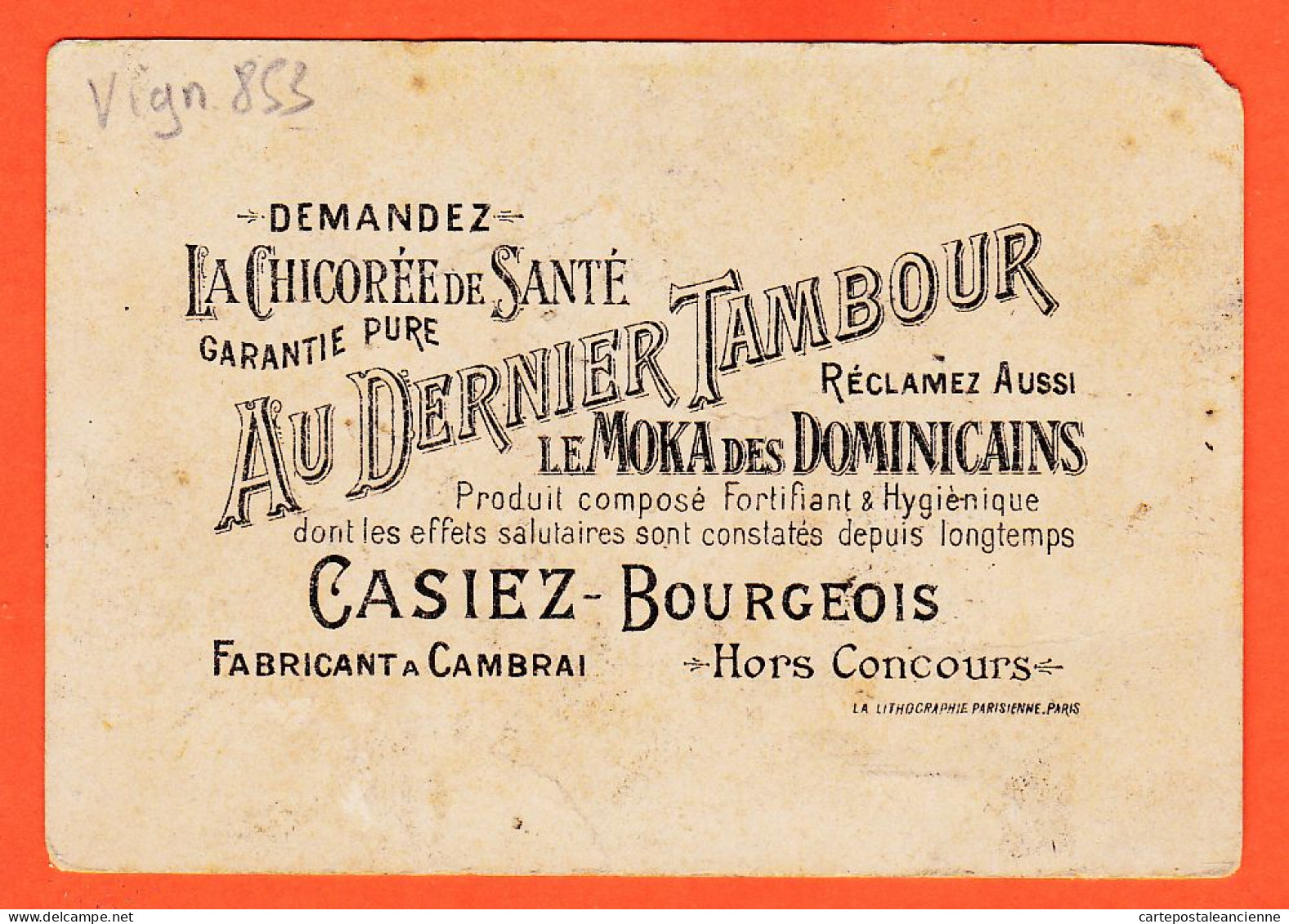 24875 / ⭐ (•◡•)  Chromo Chicorée CASIEZ-BOURGEOIS-CAMBRAI Dernier Tambour Moka Dominicains Enrolements Volontaires 1792 - Thé & Café