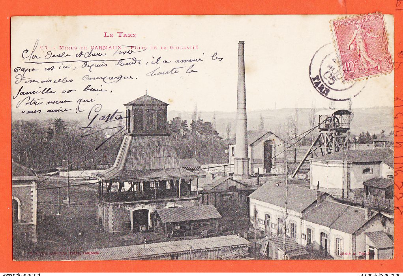 24853 / ⭐ LABOUCHE Cliché TRANTOUL 97 ◉ CARMAUX 81-Tarn ◉ Mines Puits De LA GRILLATIE 1905 à Casimir PEZET Albi - Carmaux