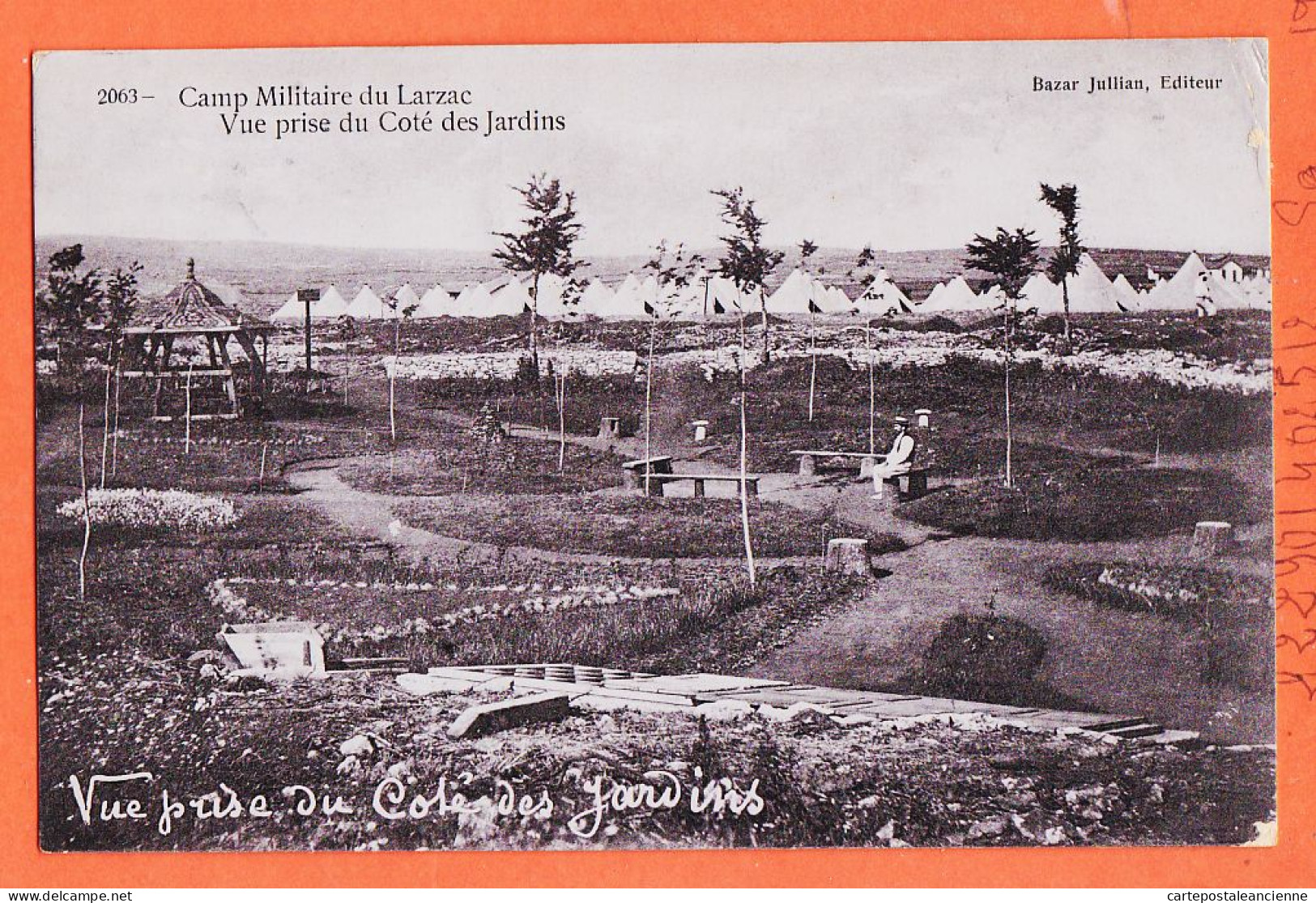 24843 / ⭐ Camp Militaire LARZAC 12-Aveyron ◉ Vue Prise Côté Jardins 1906 à PEZET Comptable Albi ◉ Editeur Bazar JULLIAN  - La Cavalerie