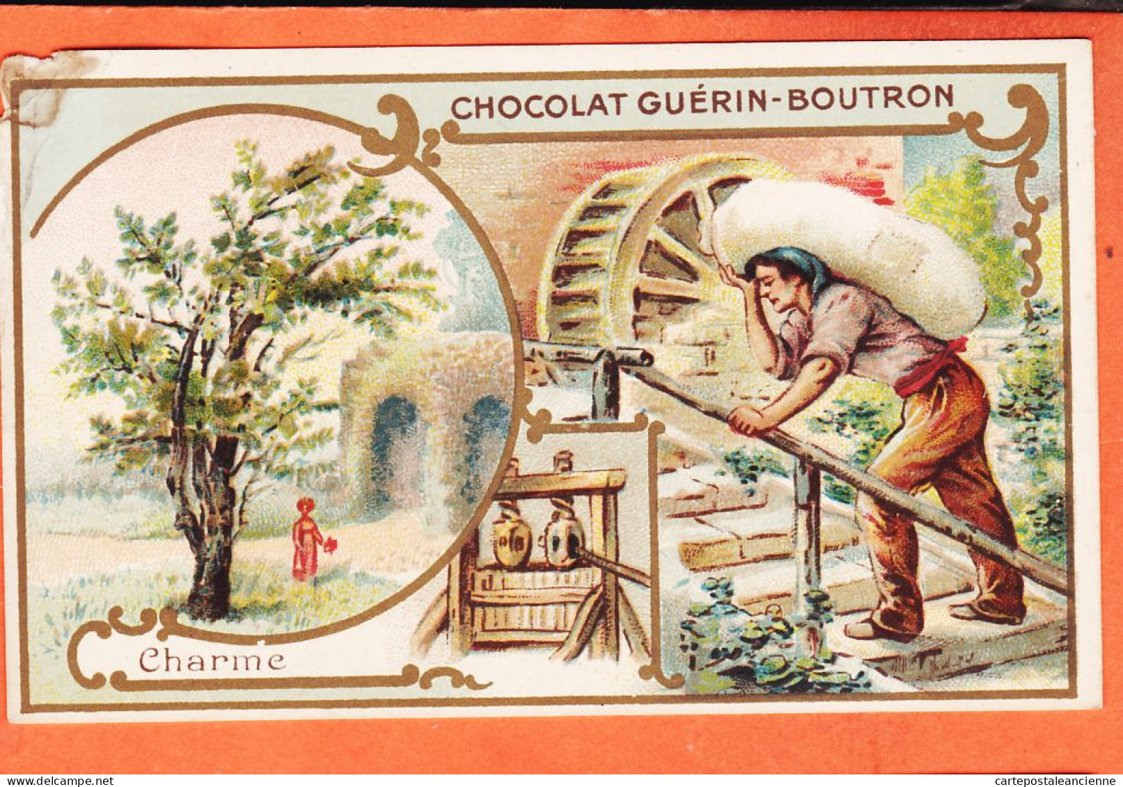 24828 /⭐ Chromo Chocolat GUERIN-BOUTRON ◉ CHARME Bois Roue Moulin Et Chauffage ◉ PARIS Rue MAROC Poissonniere St-Sulpice - Guerin Boutron