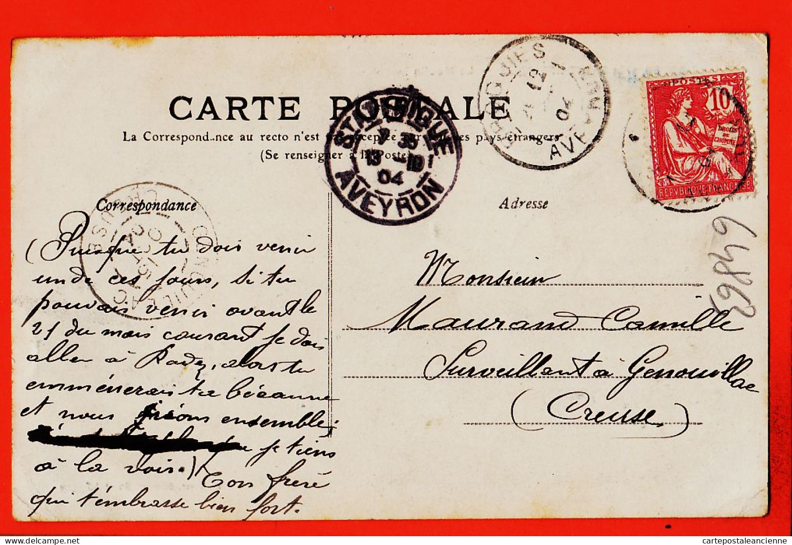 24725 / ♥️ VABRES Près SAINT-AFFRIQUE 12-Aveyron ◉ Moulin Chaussée 1904 à Camille MAURAND Surveillant Genouillac ◉ AMAT - Vabres