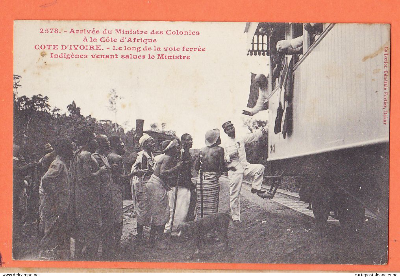 24657 / ♥️ Rare Cote Ivoire ◉ Arrivée Indigènes Venant Saluer Ministre Colonies Cote AFRIQUE Descente Train Voie Ferrée  - Elfenbeinküste