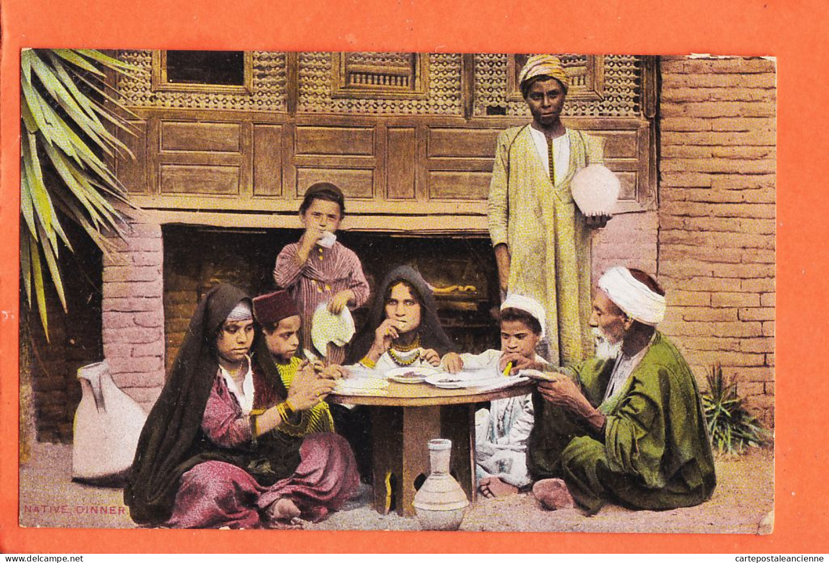 24637 / ⭐ Ethnic Egypte ◉ Native Dinner Repas Autochtone Egyptien 1905s ◉ Lichtenstern & Harari N° 160 CAIRO Egypt - Personas