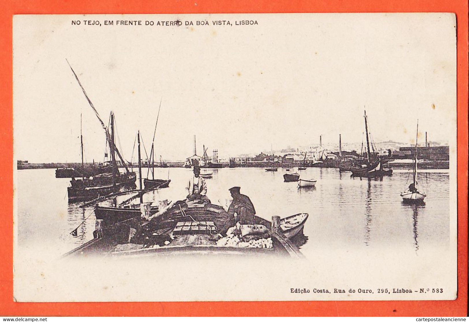 24592 / ♥️ LISBOA Portugal ◉ No TEJO, Em Frente Do Aterro Da BOA Vista ◉ LISBONNE Bateau TAGE 1910s ◉ Edicao COSTA 583 - Lisboa