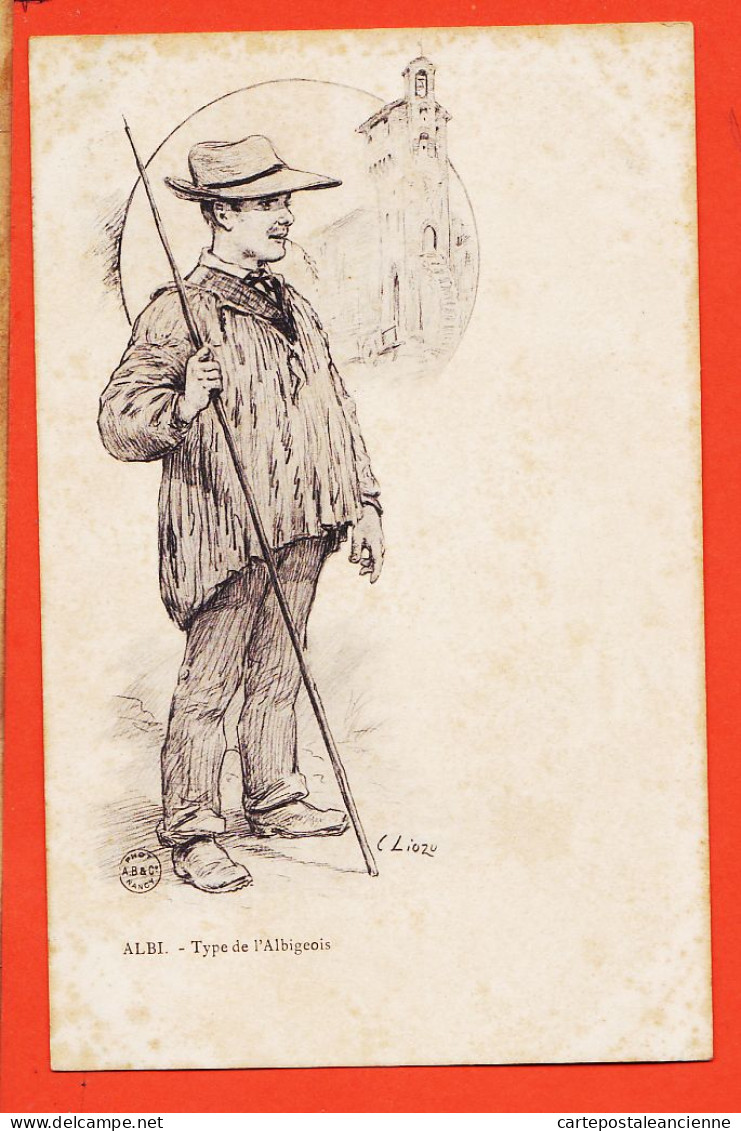 24550 / ⭐ Charles LIOZU Illustrateur ◉ ALBI 81-Tarn ◉ Type De L'Albigeois Jeune Homme Paysan 1900s ◉ Photo. A.B &C  - Albi