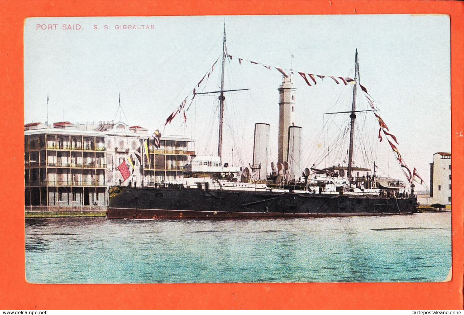 24539 / ⭐ LICHTENSTERN-HARARI Nr 114 ◉ PORT-SAID Egypte ◉ S.S GIBRALTAR Steam Ship Navire Vapeur 1900s Egypt  - Puerto Saíd