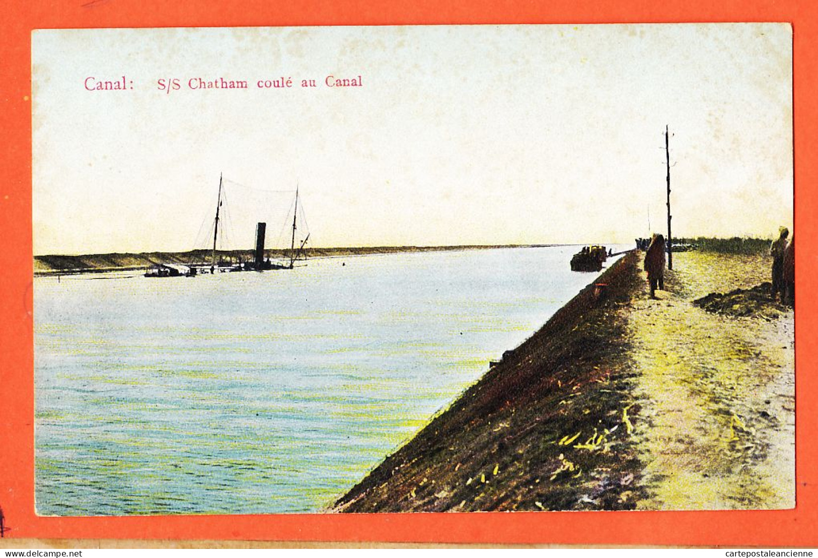 24542 / ⭐ LICHTENSTERN-HARARI Nr 295 ◉ Canal SUEZ Egypte ◉ S.S S/S Steamer Ship CHATHAM Coulé Au Canal 1900s Egypt  - Suez