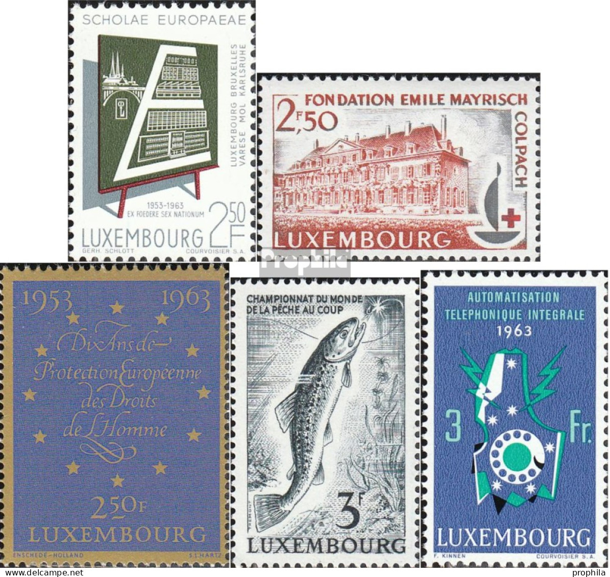 Luxemburg 666,678,679,682,683 (kompl.Ausg.) Postfrisch 1963 Schule, Rotes Kreuz, U.a. - Neufs