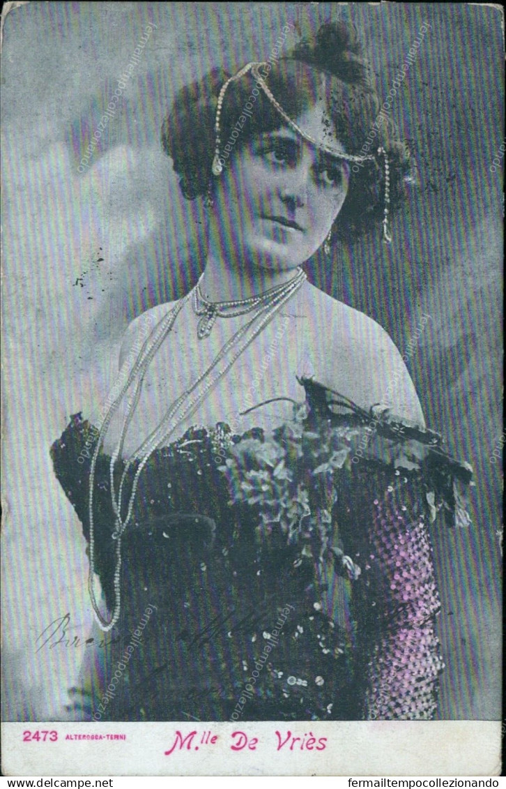 Az776  Cartolina Personaggi Famosi  M.lle De Vries Attrice Actress Teatro - Artisti