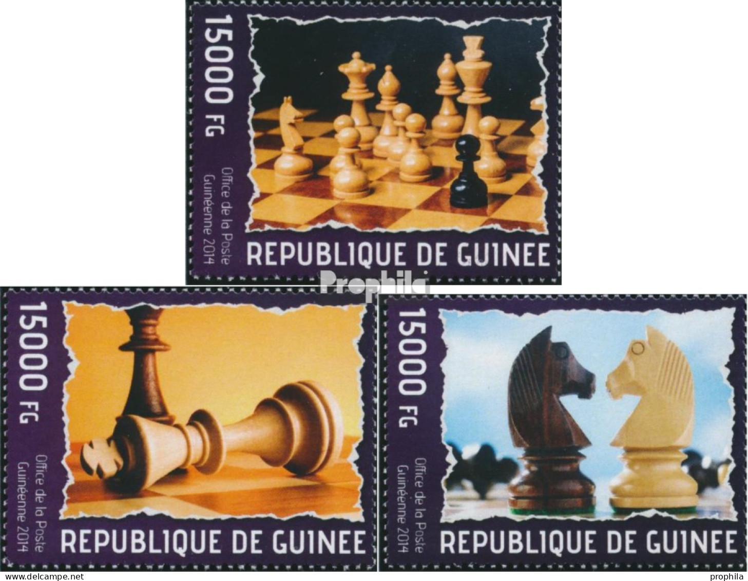 Guinea 10291-10293 (kompl. Ausgabe) Postfrisch 2014 Schach - Guinée (1958-...)