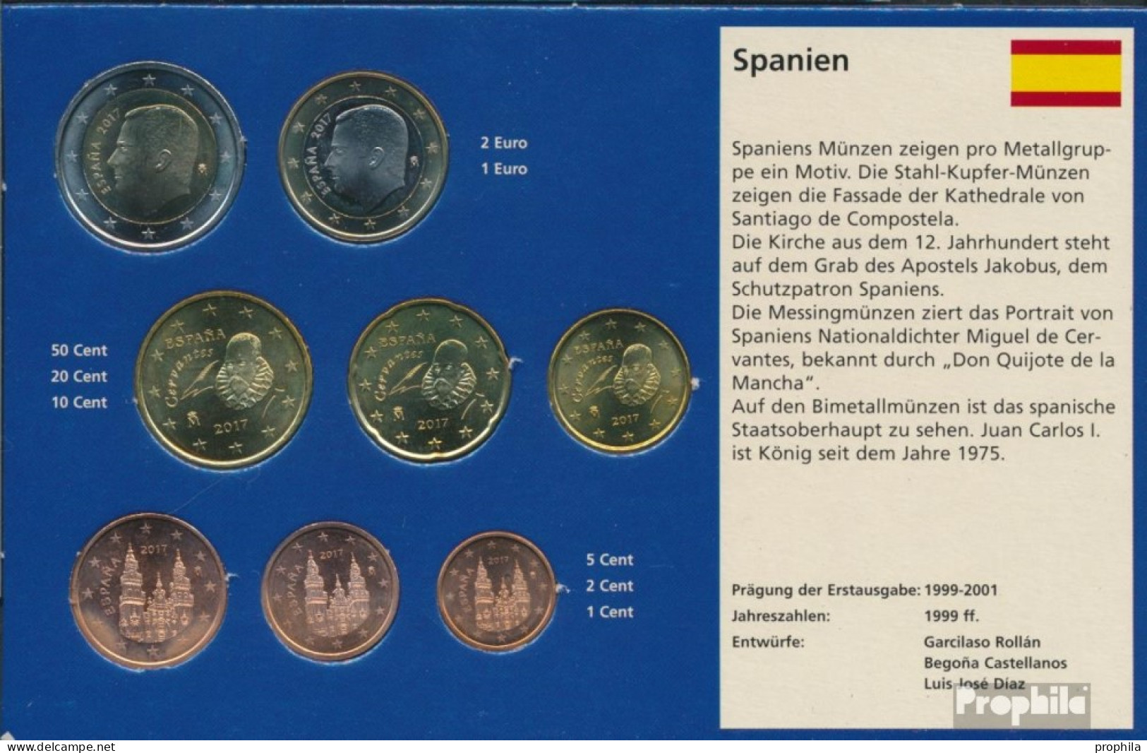 Spanien 2017 Stgl./unzirkuliert Kursmünzensatz 2017 Euro Nachauflage - Spanien