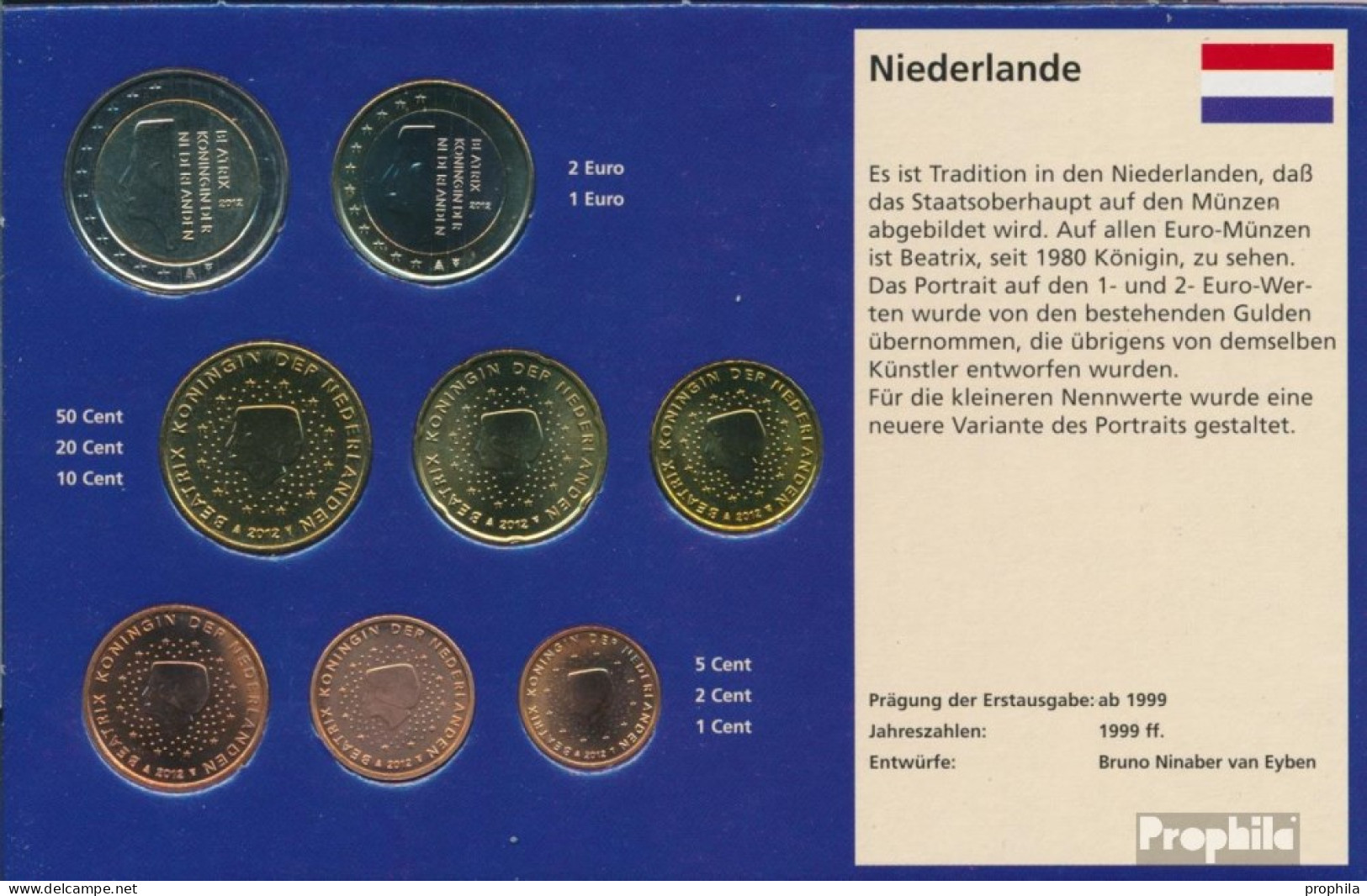 Niederlande 2012 Stgl./unzirkuliert Kursmünzensatz 2012 EURO Nachauflage - Pays-Bas