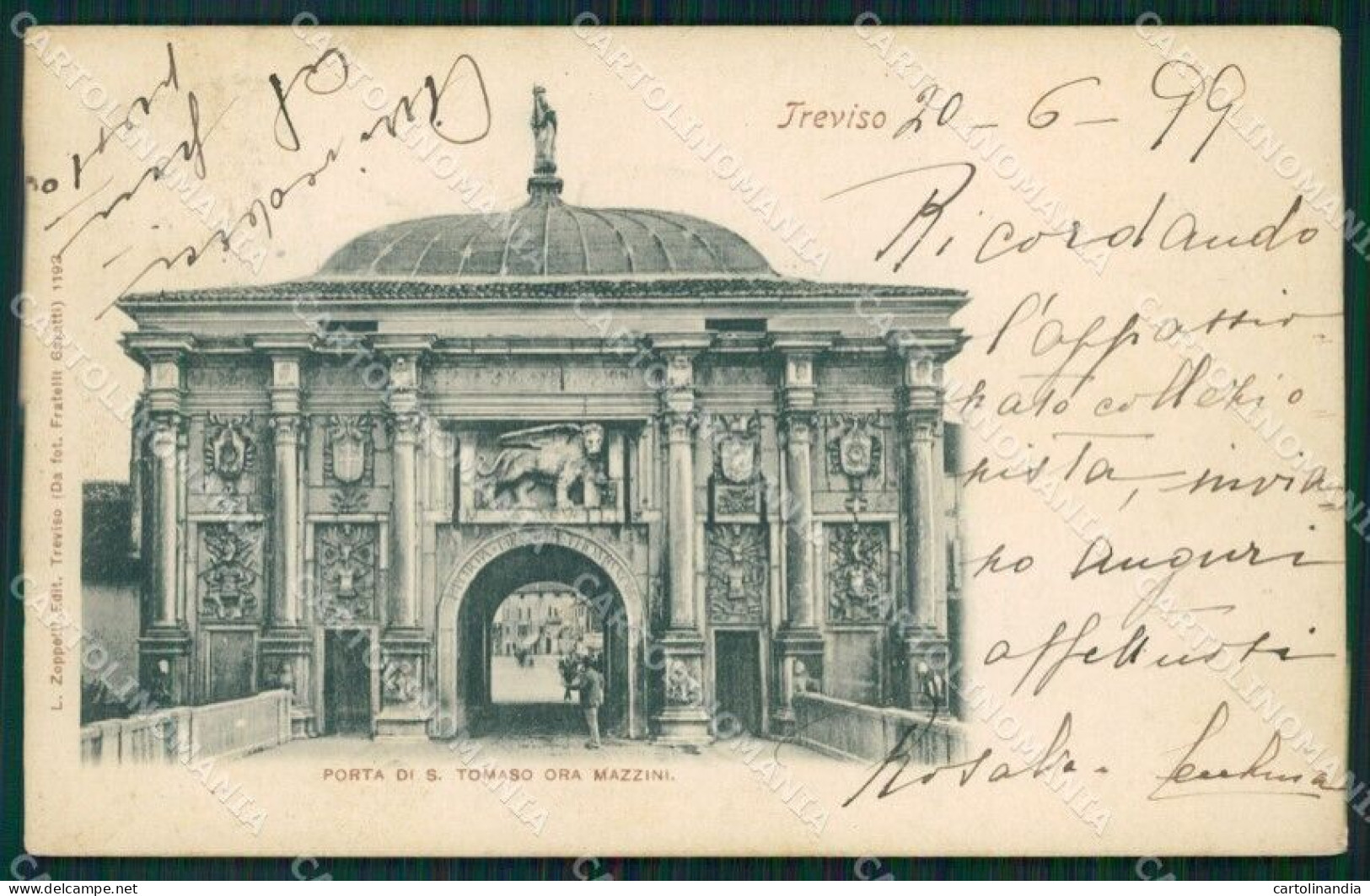 Treviso Città Porta San Tomaso Ora Mazzini Cartolina VK1755 - Treviso