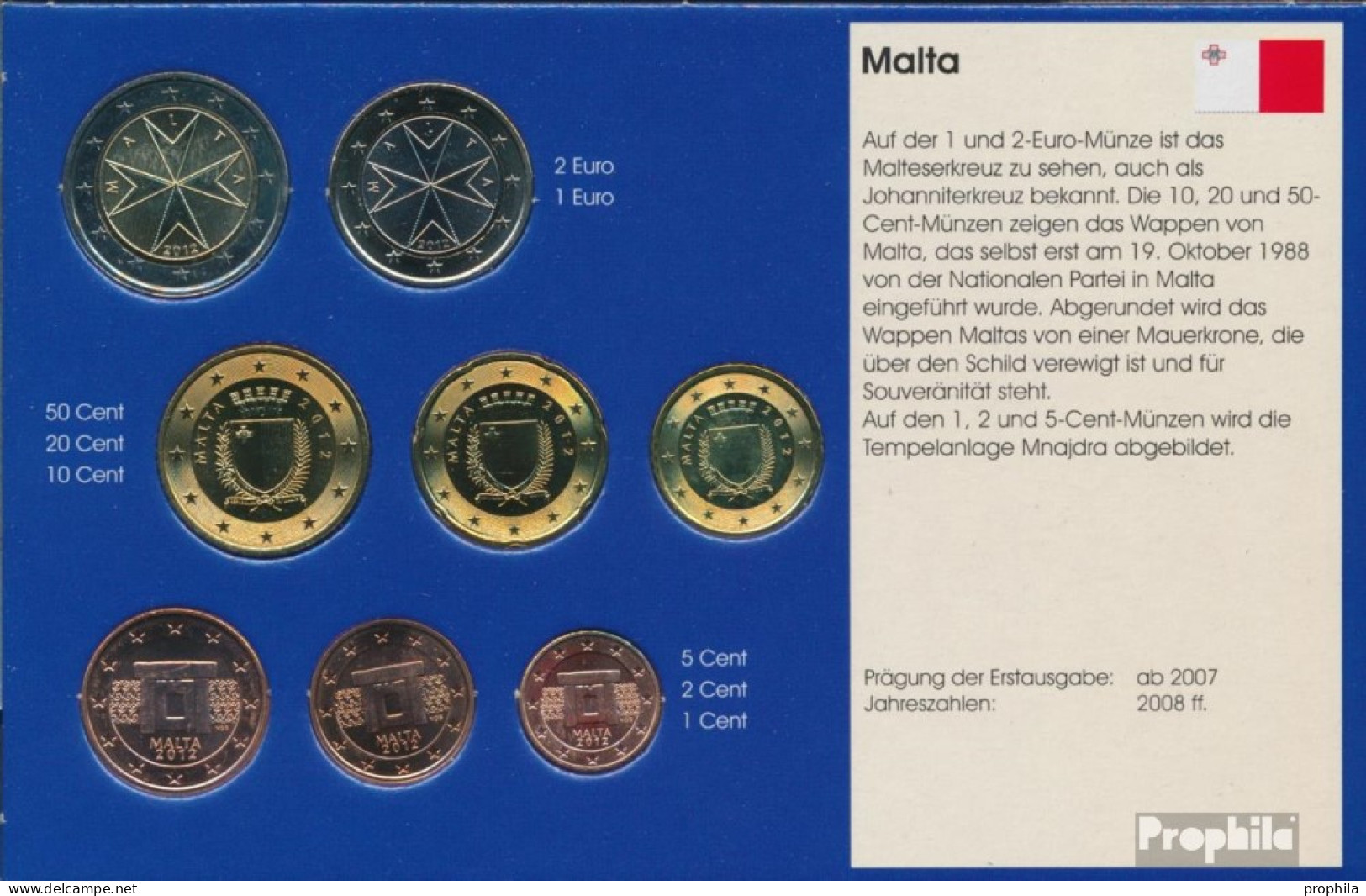 Malta 2012 Stgl./unzirkuliert Kursmünzensatz 2012 Euro Nachauflage - Malta