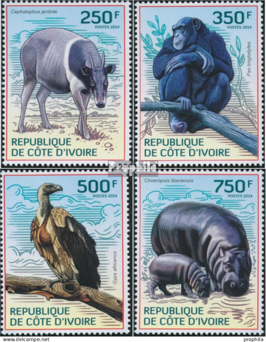 Elfenbeinküste 1619-1622 (kompl.Ausg.) Postfrisch 2014 Seltene Tiere - Côte D'Ivoire (1960-...)