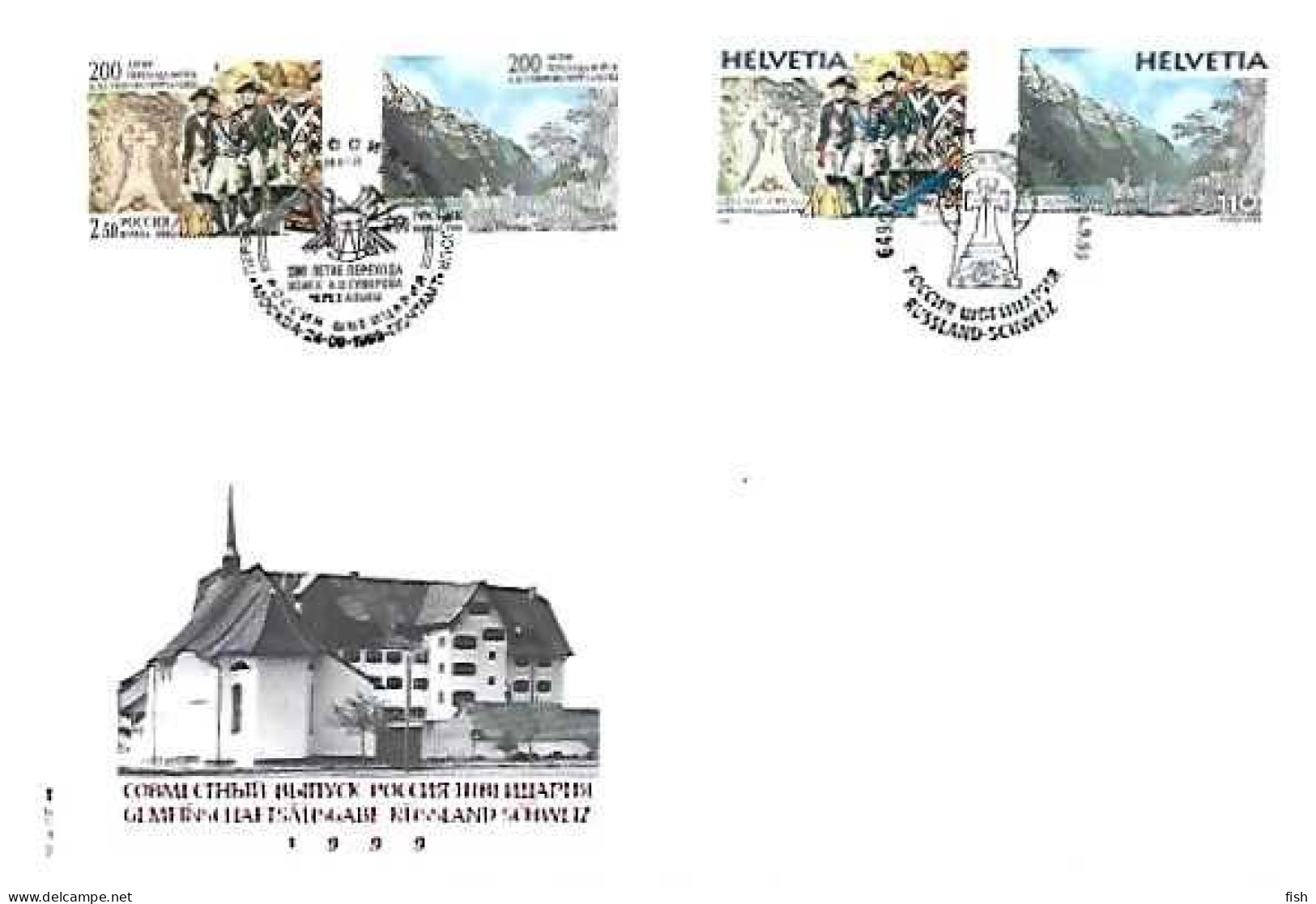 Russia & FDC 200 Years Of Russian Troops Crossing The Alps, General Suworow, Joint Issue Switzerland 1999 (1699) - Emisiones Comunes