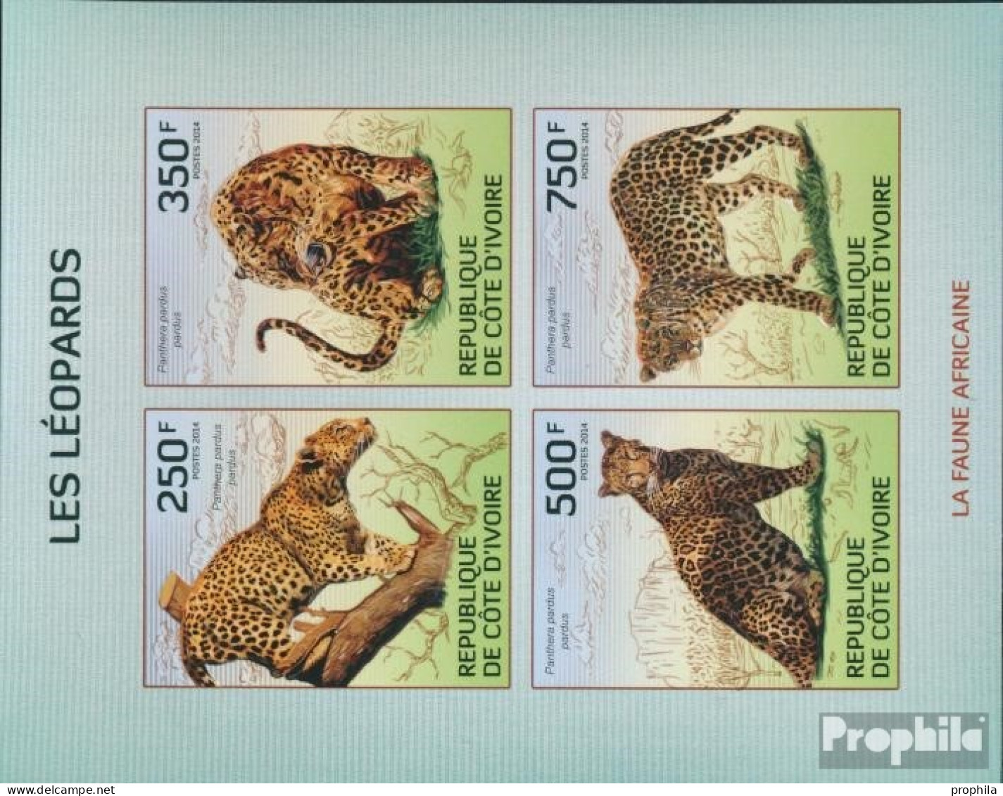 Elfenbeinküste 1594-1597B Kleinbogen (kompl.Ausg.) Ungezähnte Marken Postfrisch 2014 Nordafrikanischer Leopard - Côte D'Ivoire (1960-...)