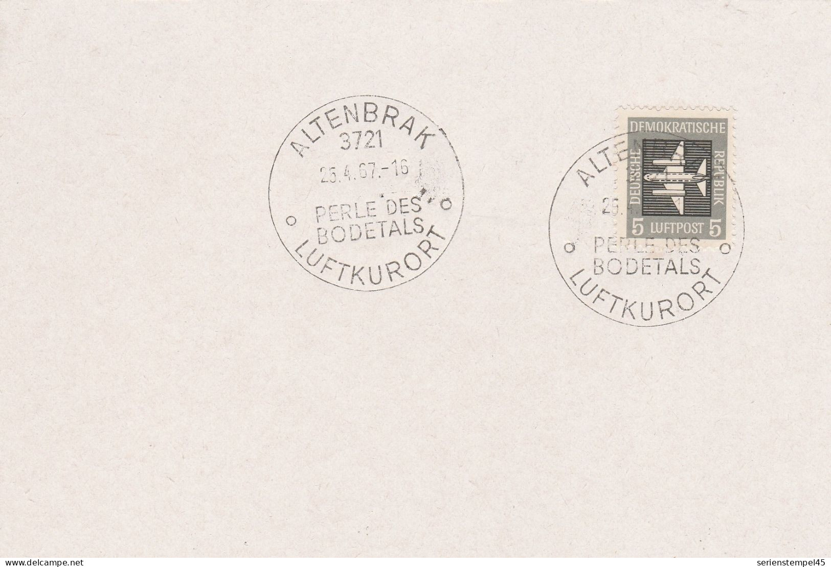 DDR Beleg Mit Sonderstempel Altenbrak 1967 Perle Des Bodetals Luftkurort - Frankeermachines (EMA)