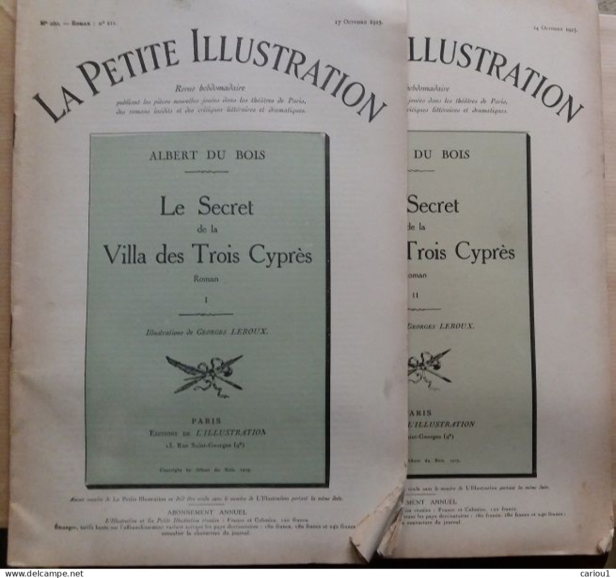 C1 Du Bois LE SECRET DE LA VILLA DES TROIS CYPRES Illustration 1925 LEROUX Rome Antique COMPLET PORT INCLUS France - 1901-1940