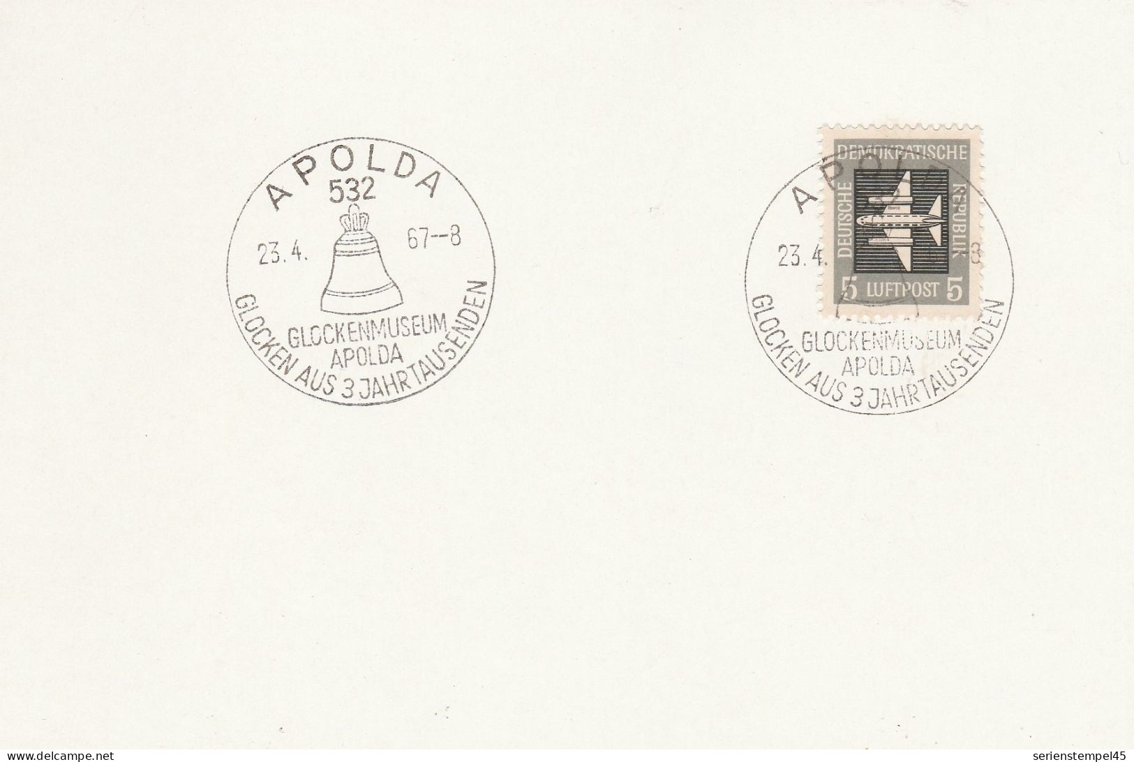 DDR Beleg Mit Sonderstempel Apolda 1967 Glockenmuseum Glocken Aus 3 Jahrtausenden - Machines à Affranchir (EMA)