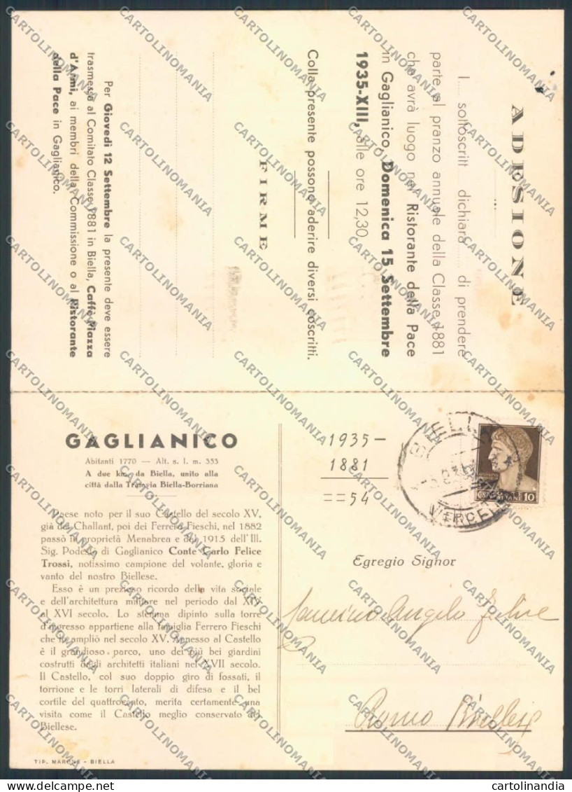 Biella Gaglianico Classe 1881 Doppia FG Cartolina ZF0485 - Biella