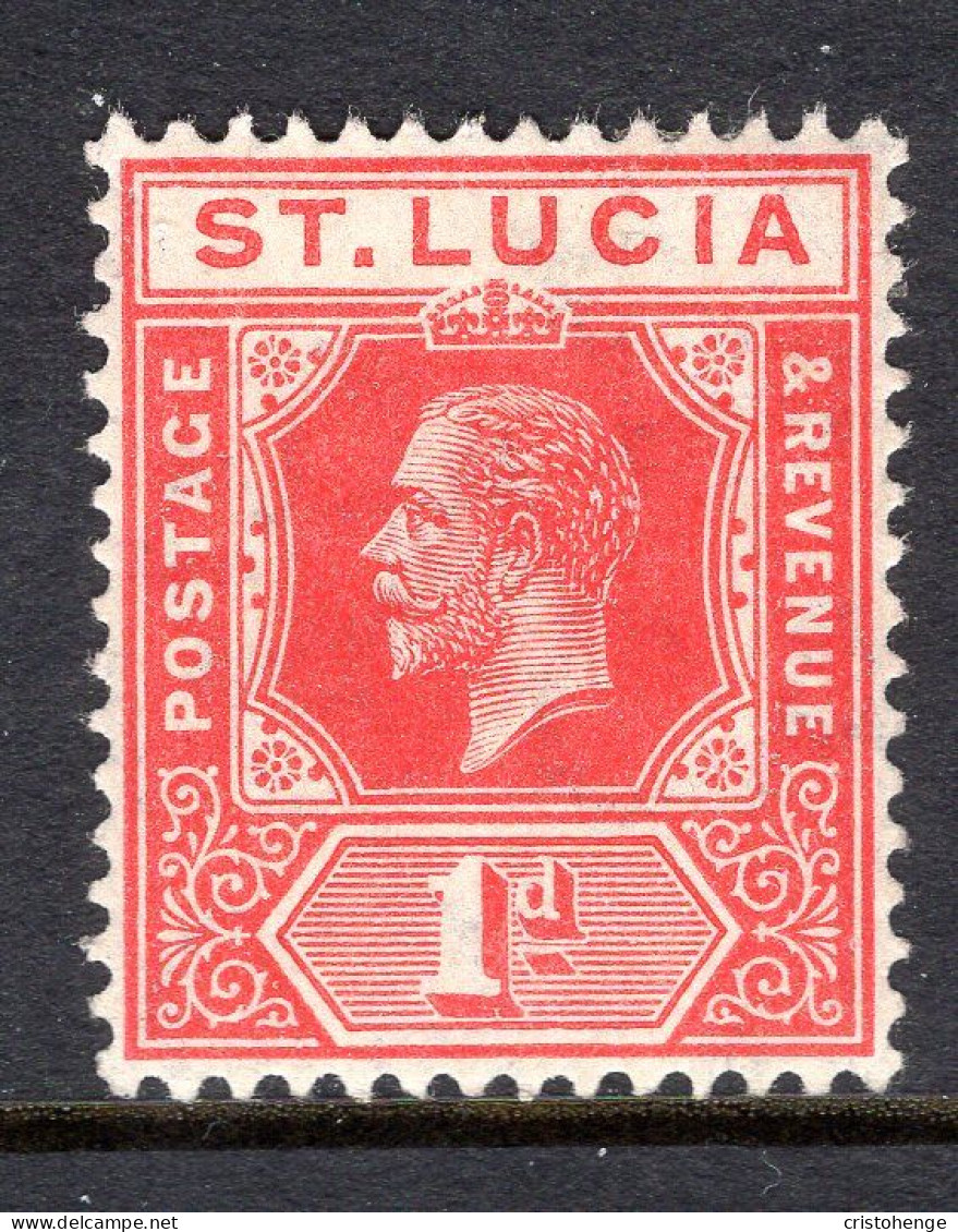 St Lucia 1912-21 KGV - Wmk. Multiple Crown CA - 1d Carmine-red HM (SG 79) - Ste Lucie (...-1978)