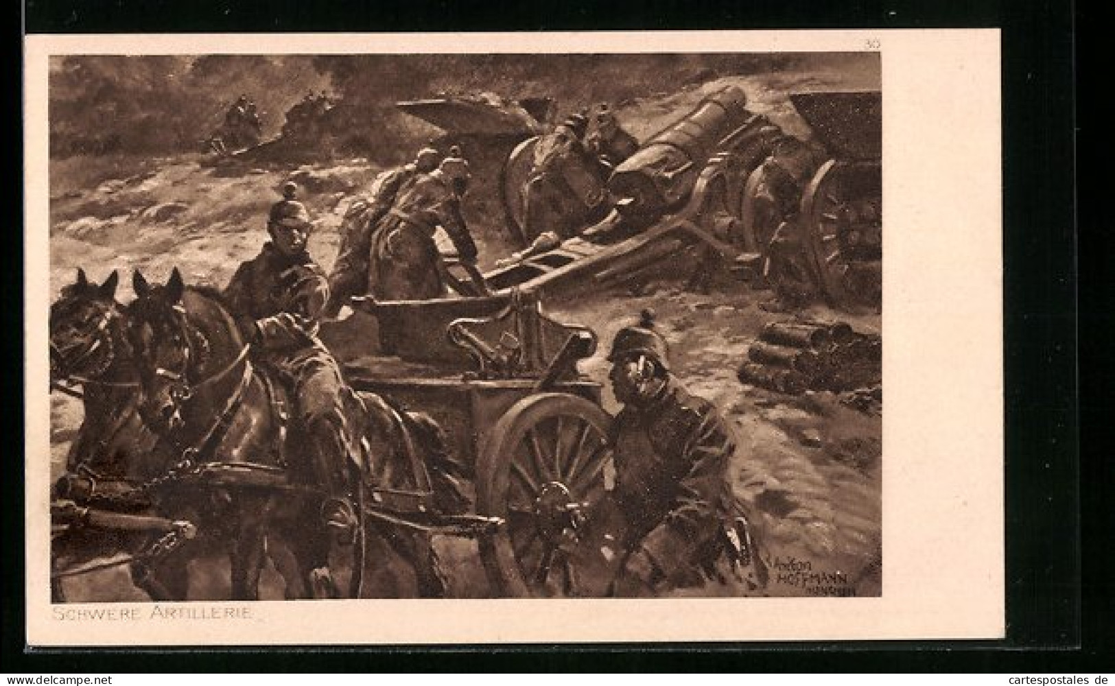 Künstler-AK Anton Hoffmann - München: Der Krieg 1914 /16, Soldaten An Kanonen  - Hoffmann, Anton - Munich