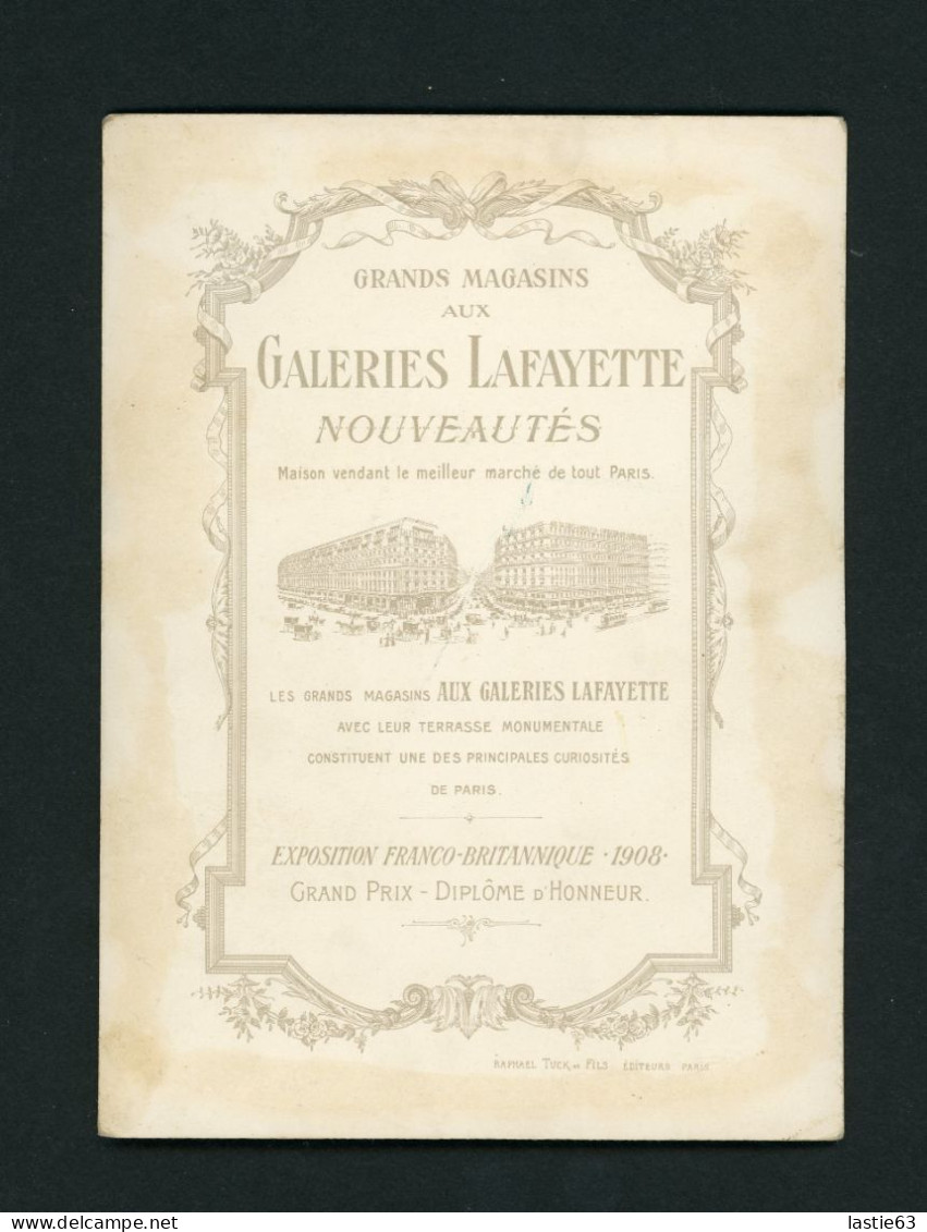 Grand CHROMO Galeries Lafayette Raphaël Tuck Illustration Luda Aviation Avion Chat Noir Pierrot Aubade à La Lune Guitare - Autres & Non Classés