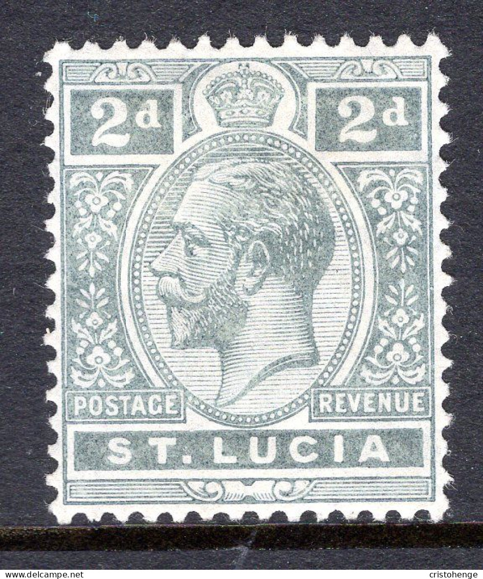 St Lucia 1912-21 KGV - Wmk. Multiple Crown CA - 2d Grey HM (SG 80) - St.Lucia (...-1978)