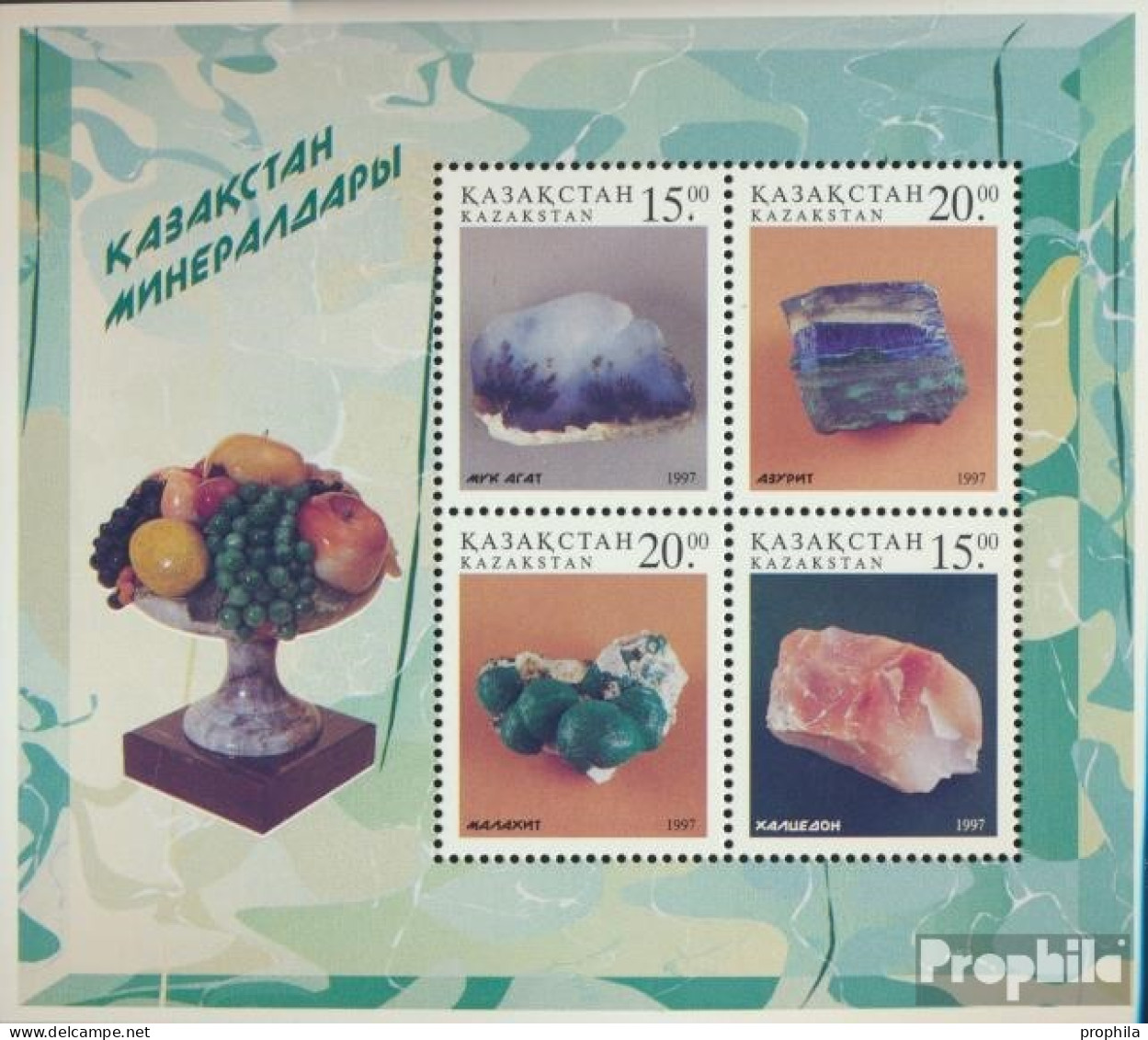 Kasachstan Block9 (kompl.Ausg.) Postfrisch 1997 Einheimische Mineralien - Kazajstán