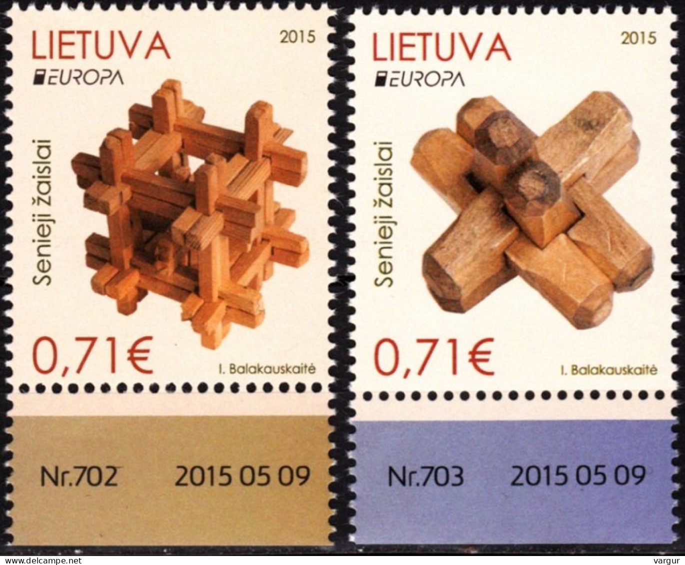 LITHUANIA 2015 EUROPA: Old Toys. Requisites Margin, MNH - 2015