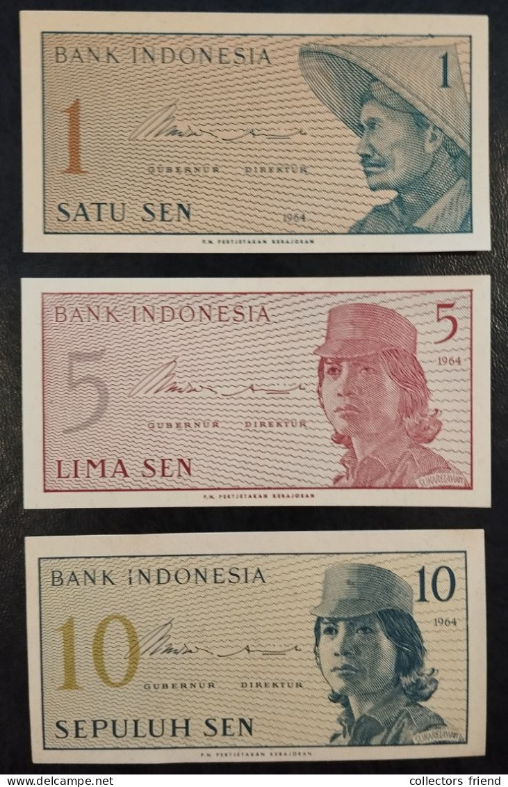 INDONESIA INDONESIEN - 1964 - 1 / 5 / 10  SEN - P90-92- UNC - Indonesien