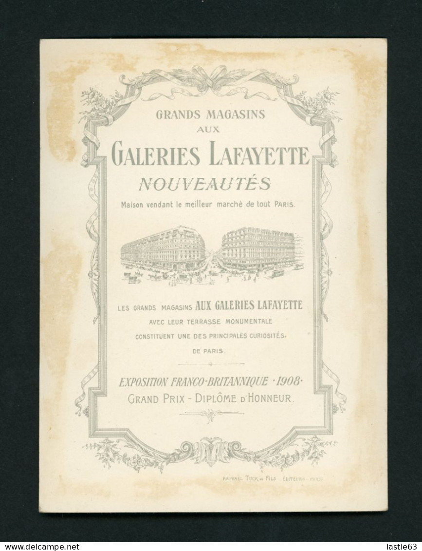 Grand CHROMO Galeries Lafayette Raphaël Tuck Illustration Luda Aviation Avion Enfant Poupée Ballon Un Précoce Aviateur - Other & Unclassified