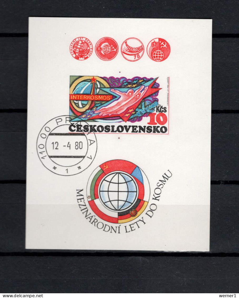 Czechoslovakia 1980 Space, Interkosmos S/s Imperf. CTO - Europe