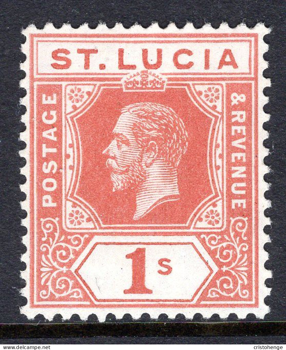 St Lucia 1912-21 KGV - Wmk. Multiple Crown CA - 1/- Orange-brown HM (SG 86) - St.Lucia (...-1978)