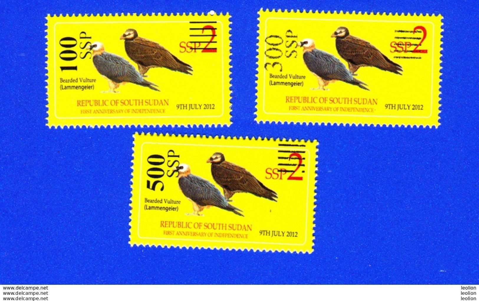 SOUTH SUDAN 2017 Surcharged Overprints On 2012 2 SSP Birds Vulture Stamp UNADOPTED PROPOSAL SOUDAN Du Sud Südsudan - Zuid-Soedan