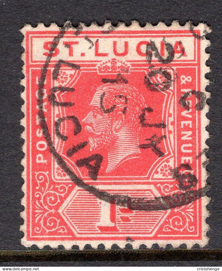 St Lucia 1912-21 KGV - Wmk. Multiple Crown CA - 1d Scarlet Used (SG 79a) - St.Lucia (...-1978)