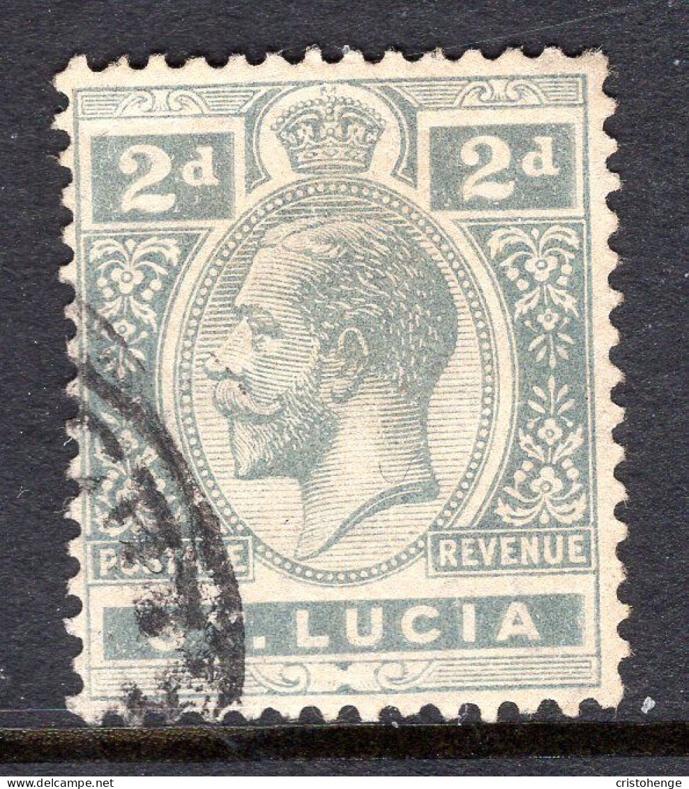 St Lucia 1912-21 KGV - Wmk. Multiple Crown CA - 2d Grey Used (SG 80) - Ste Lucie (...-1978)